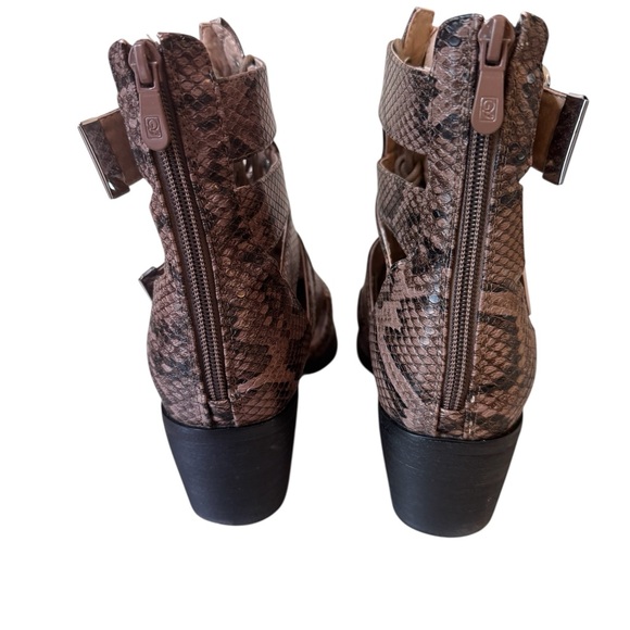 Miss Lola Brown Snake Print Heeled Boots - Picture 5 of 8